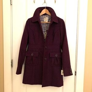 Tulle Women Retro Inspired Coat in Eggplant Size XS